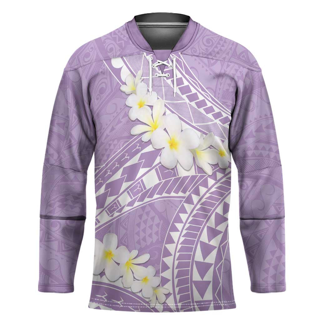 Polynesian Vintage Floral Hockey Jersey Lavender Motifs LT7 Unisex Lavender - Polynesian Pride