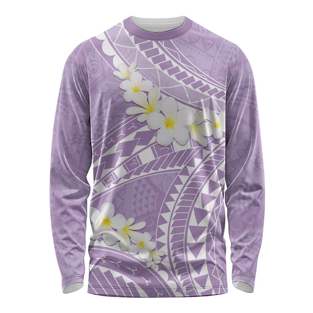 Polynesian Vintage Floral Long Sleeve Shirt Lavender Motifs LT7 Unisex Lavender - Polynesian Pride