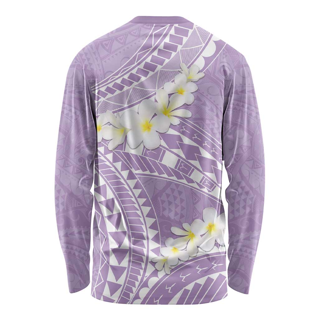 Polynesian Vintage Floral Long Sleeve Shirt Lavender Motifs LT7 - Polynesian Pride
