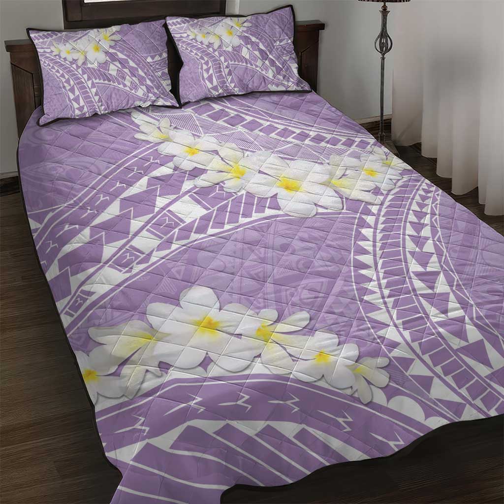 Polynesian Vintage Floral Quilt Bed Set Lavender Motifs - Polynesian Pride