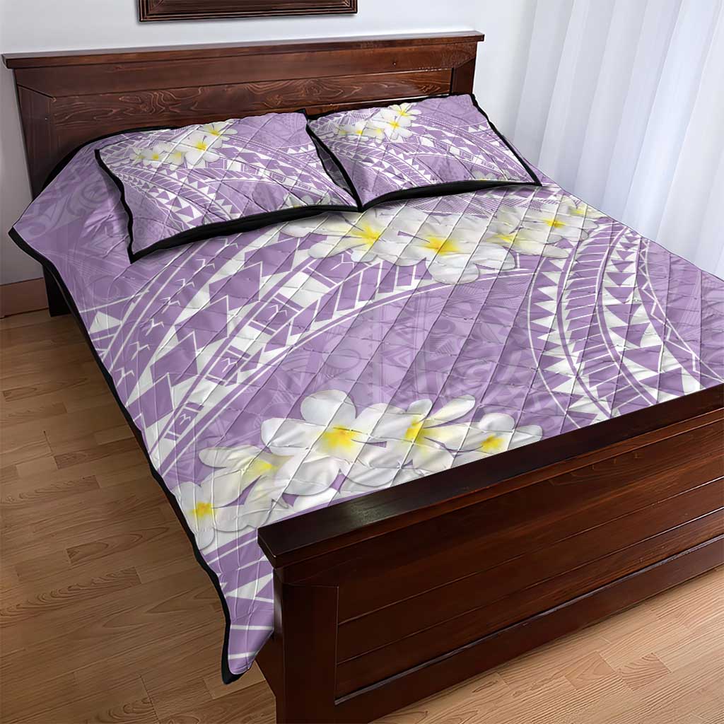 Polynesian Vintage Floral Quilt Bed Set Lavender Motifs - Polynesian Pride