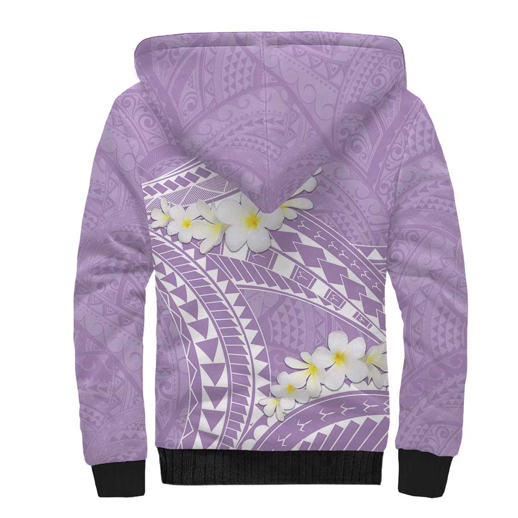 Polynesian Vintage Floral Sherpa Hoodie Lavender Motifs LT7 - Polynesian Pride