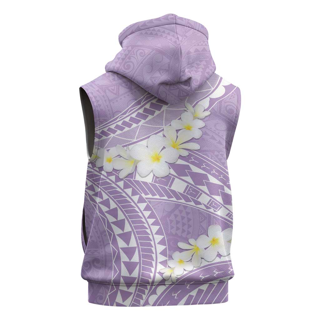 Polynesian Vintage Floral Sleeveless Hoodie Lavender Motifs LT7 - Polynesian Pride