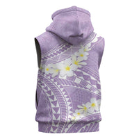 Polynesian Vintage Floral Sleeveless Hoodie Lavender Motifs LT7 - Polynesian Pride