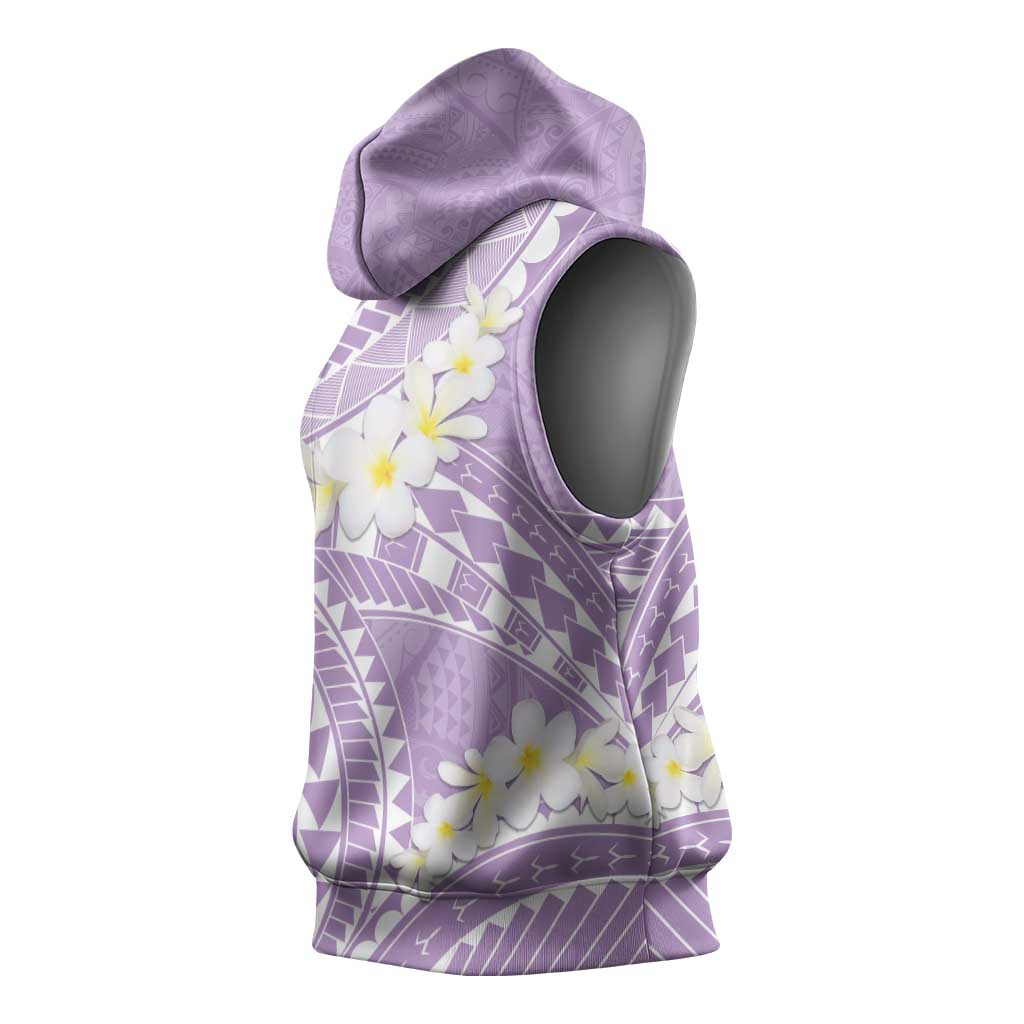 Polynesian Vintage Floral Sleeveless Hoodie Lavender Motifs LT7 - Polynesian Pride