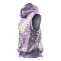 Polynesian Vintage Floral Sleeveless Hoodie Lavender Motifs LT7 - Polynesian Pride