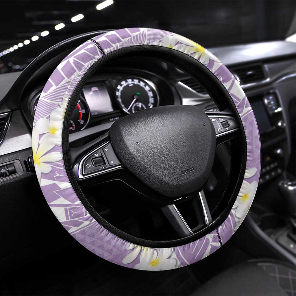 Polynesian Vintage Floral Steering Wheel Cover Lavender Motifs LT7 Universal Fit Lavender - Polynesian Pride