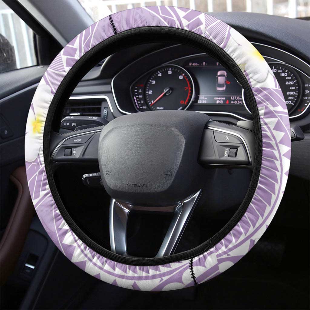 Polynesian Vintage Floral Steering Wheel Cover Lavender Motifs LT7 - Polynesian Pride