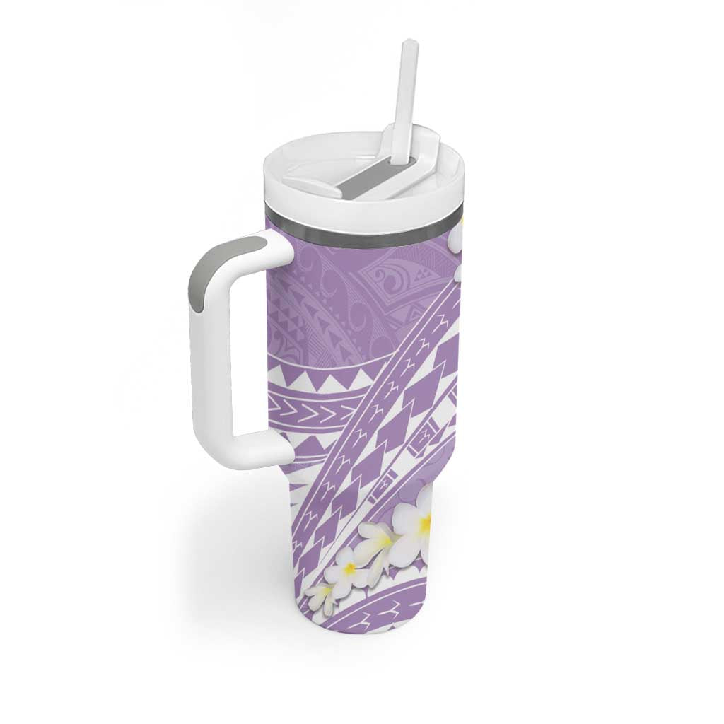 Polynesian Vintage Floral Tumbler With Handle Lavender Motifs - Polynesian Pride