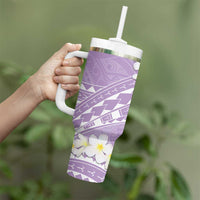 Polynesian Vintage Floral Tumbler With Handle Lavender Motifs - Polynesian Pride