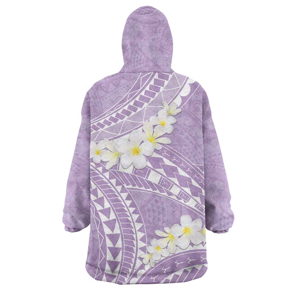 Polynesian Vintage Floral Wearable Blanket Hoodie Lavender Motifs LT7 - Polynesian Pride