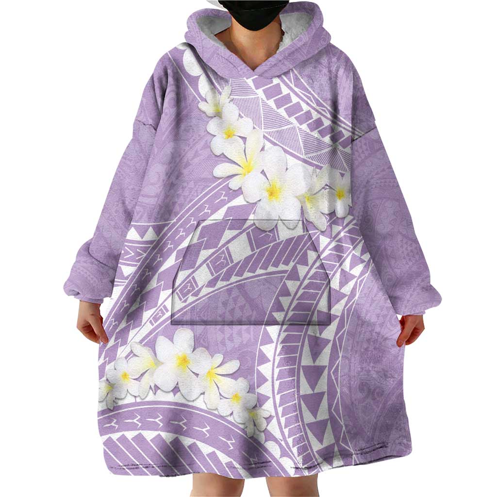 Polynesian Vintage Floral Wearable Blanket Hoodie Lavender Motifs LT7 - Polynesian Pride