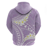 Polynesian Vintage Floral Zip Hoodie Lavender Motifs - Polynesian Pride