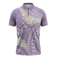 Polynesian Vintage Floral Zipper Polo Shirt Lavender Motifs LT7 Lavender - Polynesian Pride