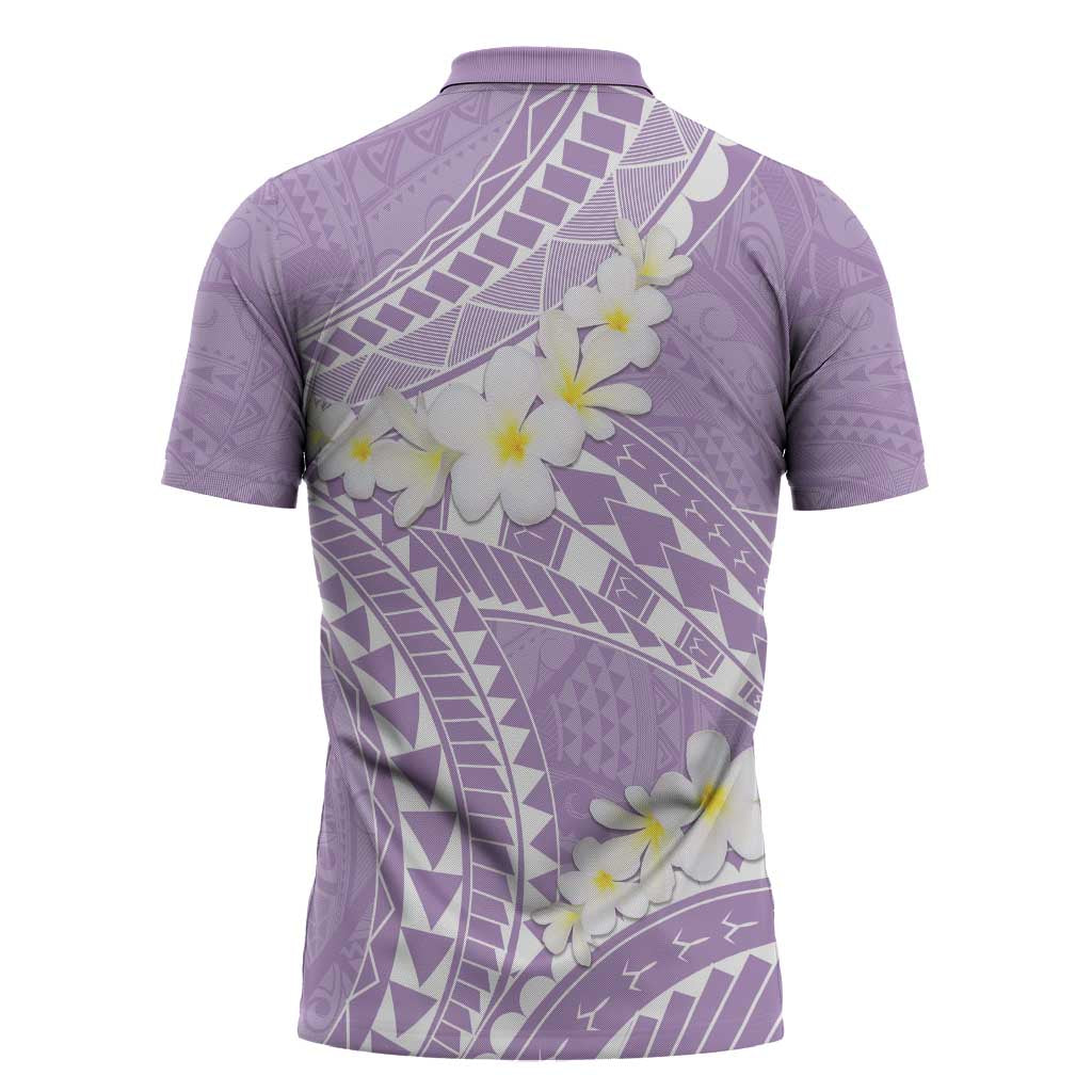 Polynesian Vintage Floral Zipper Polo Shirt Lavender Motifs LT7 - Polynesian Pride
