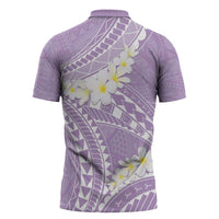 Polynesian Vintage Floral Zipper Polo Shirt Lavender Motifs LT7 - Polynesian Pride