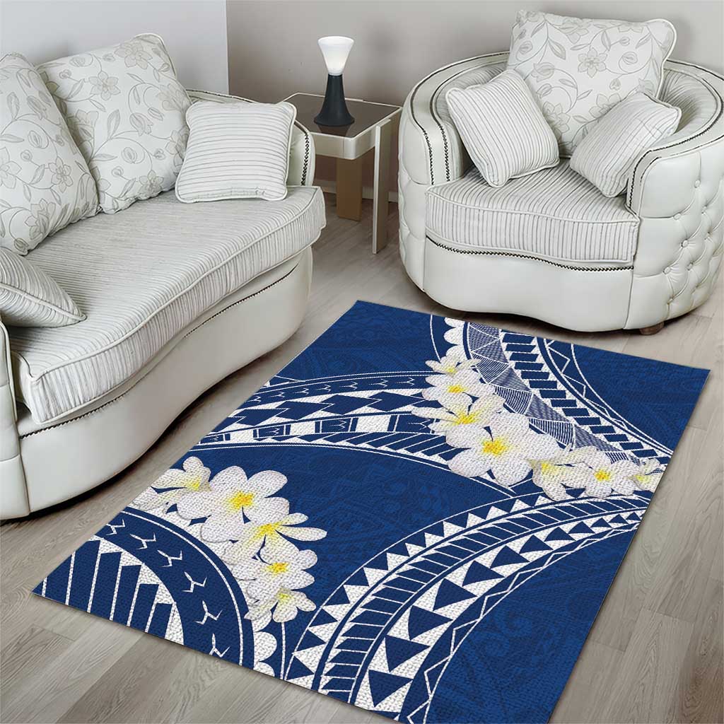 Polynesian Vintage Floral Area Rug Navy Blue Motifs - Polynesian Pride