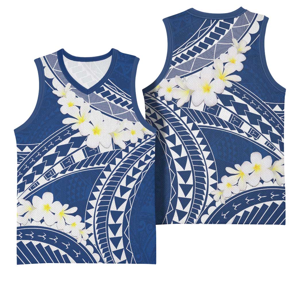 Polynesian Vintage Floral Basketball Jersey Navy Blue Motifs LT7 - Polynesian Pride