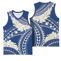 Polynesian Vintage Floral Basketball Jersey Navy Blue Motifs LT7 - Polynesian Pride