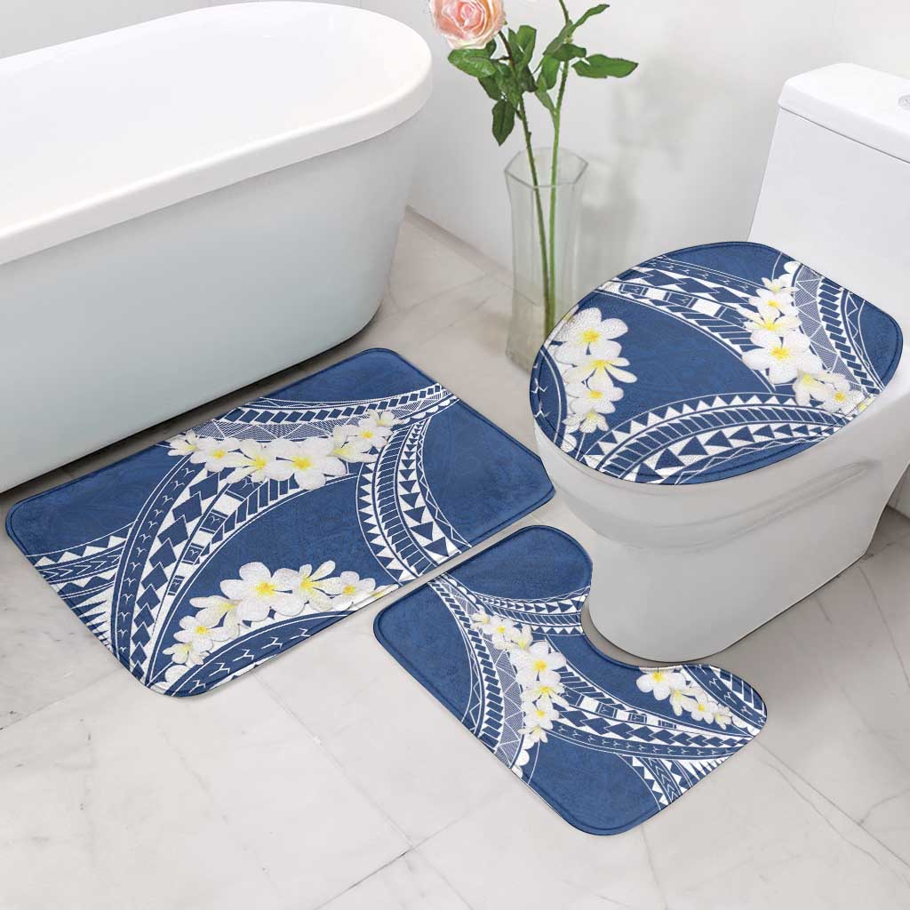 Polynesian Vintage Floral Bathroom Set Navy Blue Motifs - Polynesian Pride