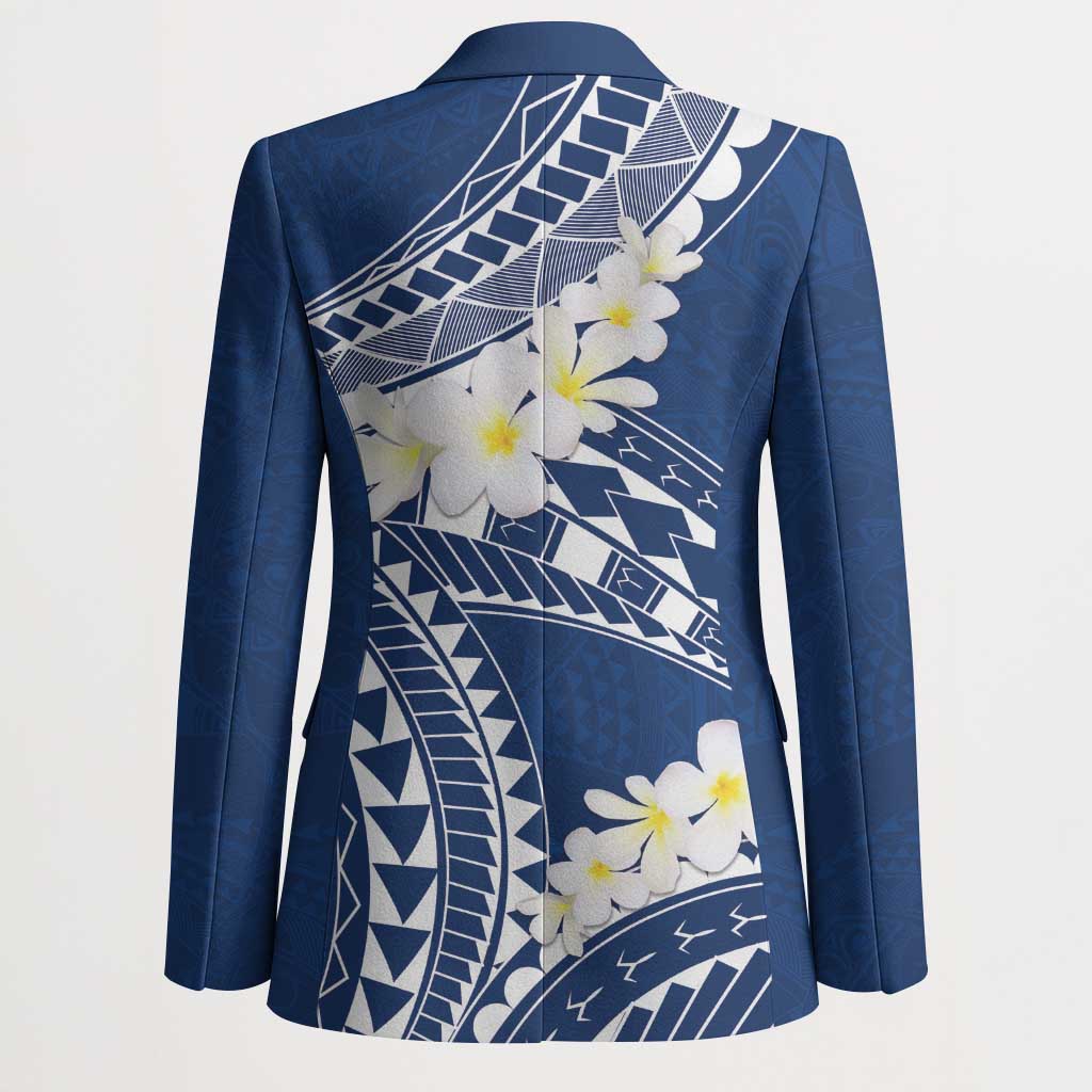 Polynesian Vintage Floral Blazer Navy Blue Motifs - Polynesian Pride
