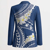 Polynesian Vintage Floral Blazer Navy Blue Motifs - Polynesian Pride