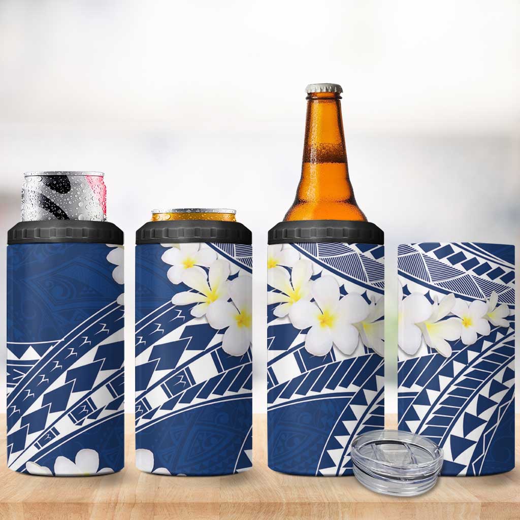 Polynesian Vintage Floral 4 in 1 Can Cooler Tumbler Navy Blue Motifs LT7 - Polynesian Pride