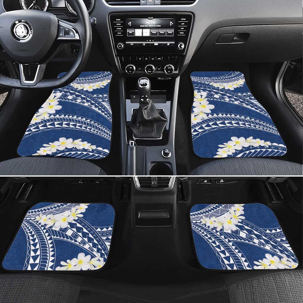 Polynesian Vintage Floral Car Mats Navy Blue Motifs LT7 Set 4pcs Navy Blue - Polynesian Pride