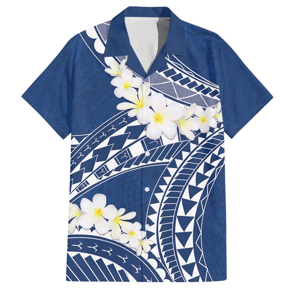 Polynesian Vintage Floral Family Matching Long Sleeve Bodycon Dress and Hawaiian Shirt Navy Blue Motifs - Polynesian Pride