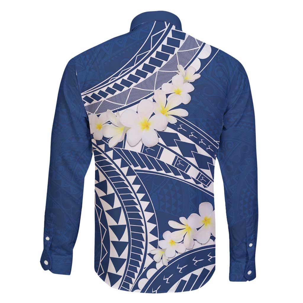 Polynesian Vintage Floral Family Matching Off Shoulder Maxi Dress and Hawaiian Shirt Navy Blue Motifs - Polynesian Pride