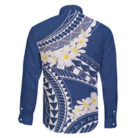 Polynesian Vintage Floral Family Matching Off Shoulder Maxi Dress and Hawaiian Shirt Navy Blue Motifs - Polynesian Pride
