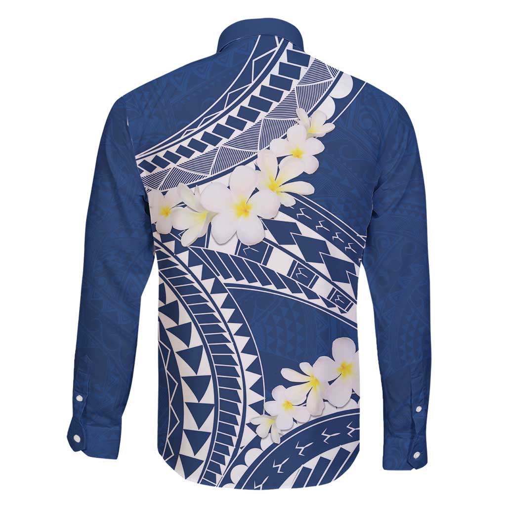 Polynesian Vintage Floral Family Matching Short Sleeve Bodycon Dress and Hawaiian Shirt Navy Blue Motifs - Polynesian Pride