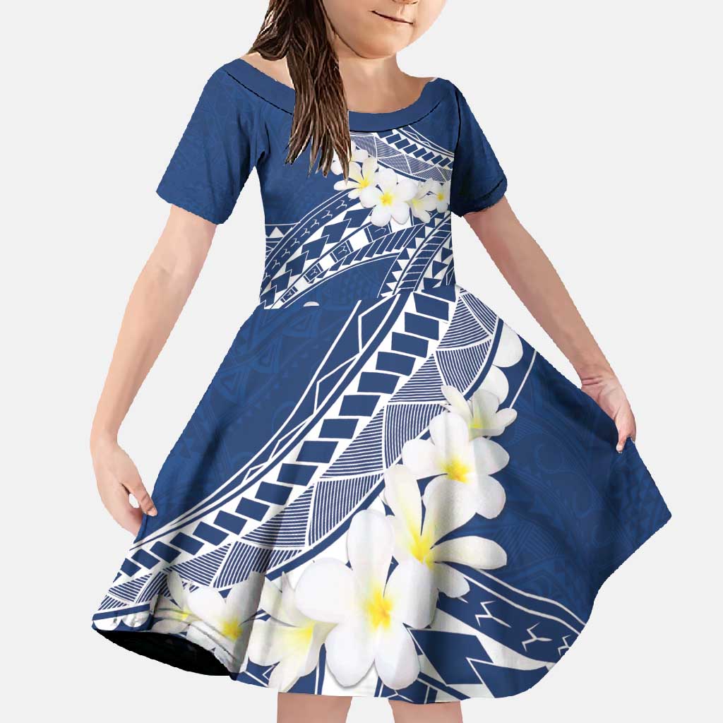 Polynesian Vintage Floral Family Matching Summer Maxi Dress and Hawaiian Shirt Navy Blue Motifs - Polynesian Pride