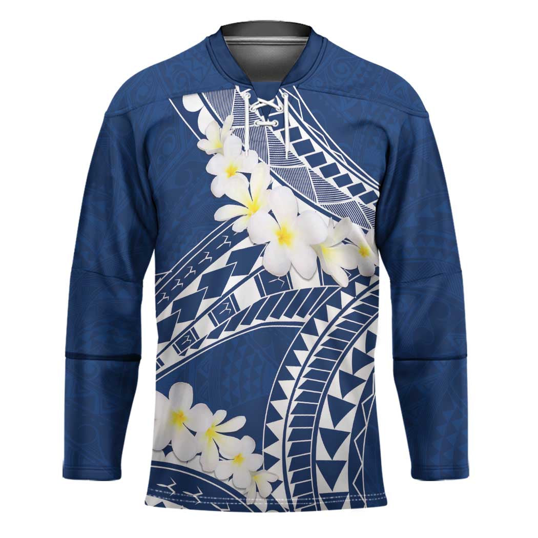 Polynesian Vintage Floral Hockey Jersey Navy Blue Motifs LT7 Unisex Navy Blue - Polynesian Pride
