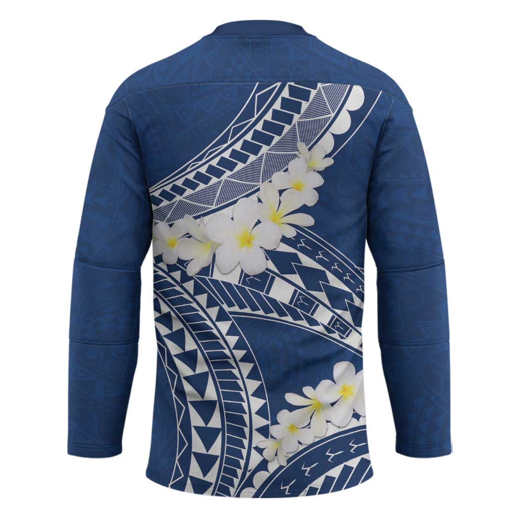 Polynesian Vintage Floral Hockey Jersey Navy Blue Motifs LT7 - Polynesian Pride