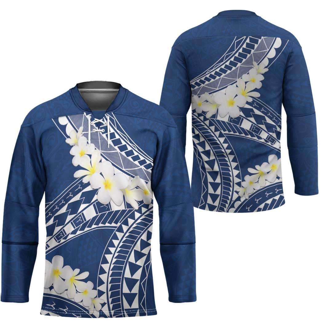Polynesian Vintage Floral Hockey Jersey Navy Blue Motifs LT7 - Polynesian Pride