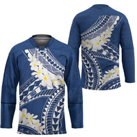 Polynesian Vintage Floral Hockey Jersey Navy Blue Motifs LT7 - Polynesian Pride