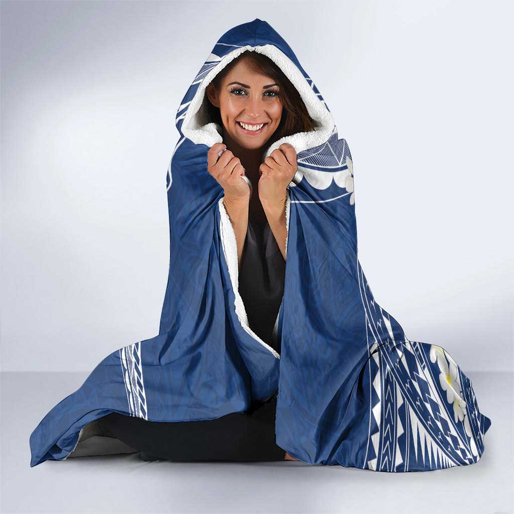 Polynesian Vintage Floral Hooded Blanket Navy Blue Motifs - Polynesian Pride
