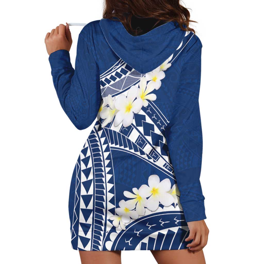 Polynesian Vintage Floral Hoodie Dress Navy Blue Motifs - Polynesian Pride