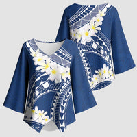Polynesian Vintage Floral Kimono Sleeve Blouse Navy Blue Motifs LT7 - Polynesian Pride