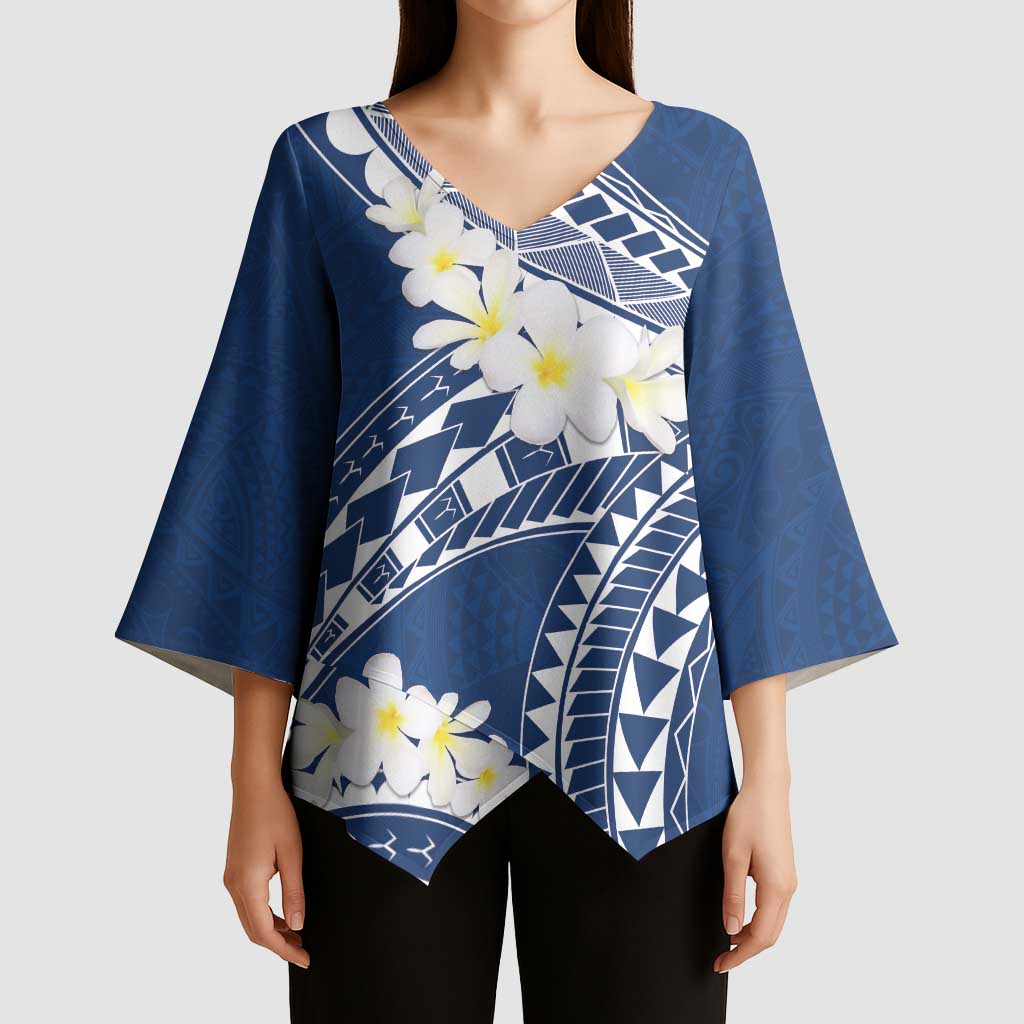 Polynesian Vintage Floral Kimono Sleeve Blouse Navy Blue Motifs LT7 - Polynesian Pride