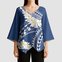 Polynesian Vintage Floral Kimono Sleeve Blouse Navy Blue Motifs LT7 - Polynesian Pride