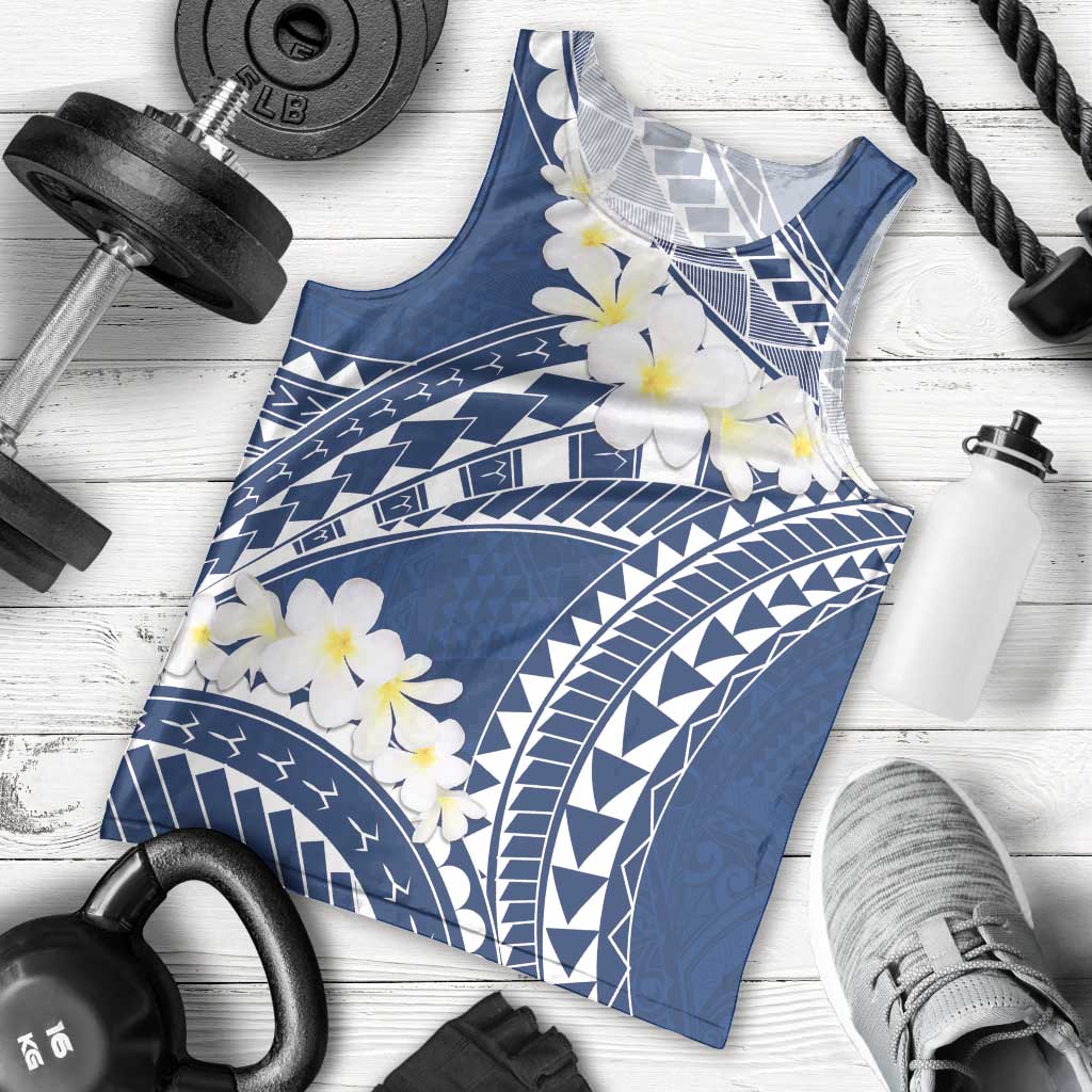 Polynesian Vintage Floral Men Tank Top Navy Blue Motifs LT7 - Polynesian Pride