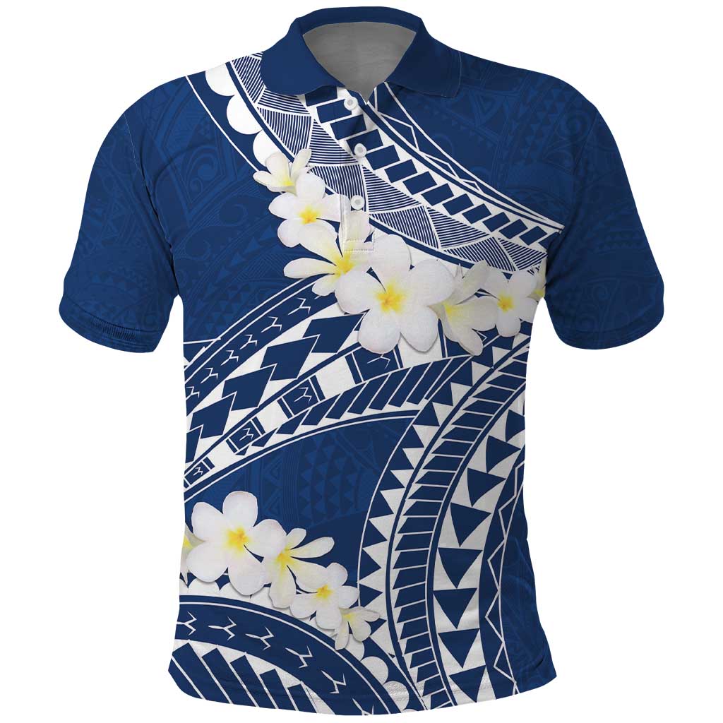 Polynesian Vintage Floral Polo Shirt Navy Blue Motifs - Polynesian Pride