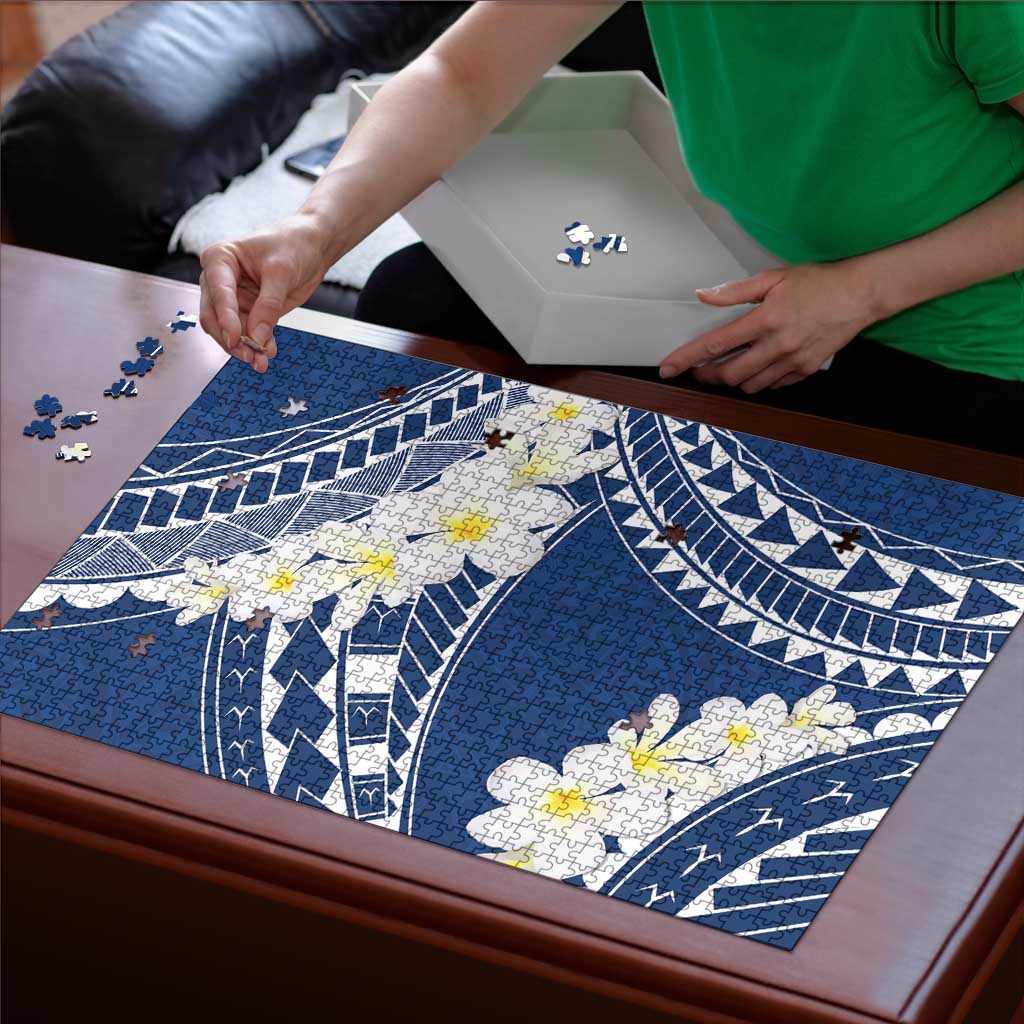 Polynesian Vintage Floral Puzzle Navy Blue Motifs - Polynesian Pride