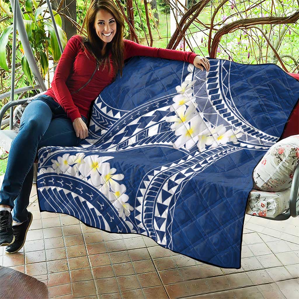 Polynesian Vintage Floral Quilt Navy Blue Motifs - Polynesian Pride