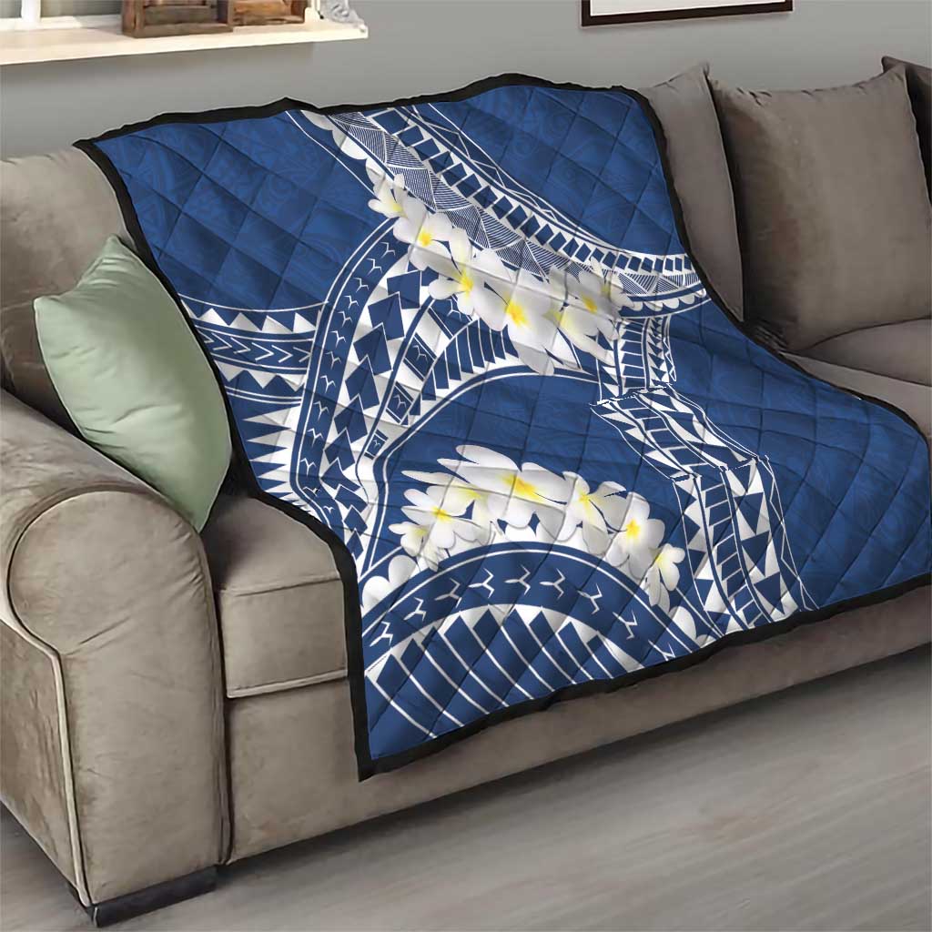 Polynesian Vintage Floral Quilt Navy Blue Motifs - Polynesian Pride