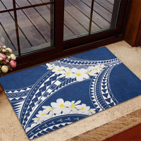 Polynesian Vintage Floral Rubber Doormat Navy Blue Motifs - Polynesian Pride