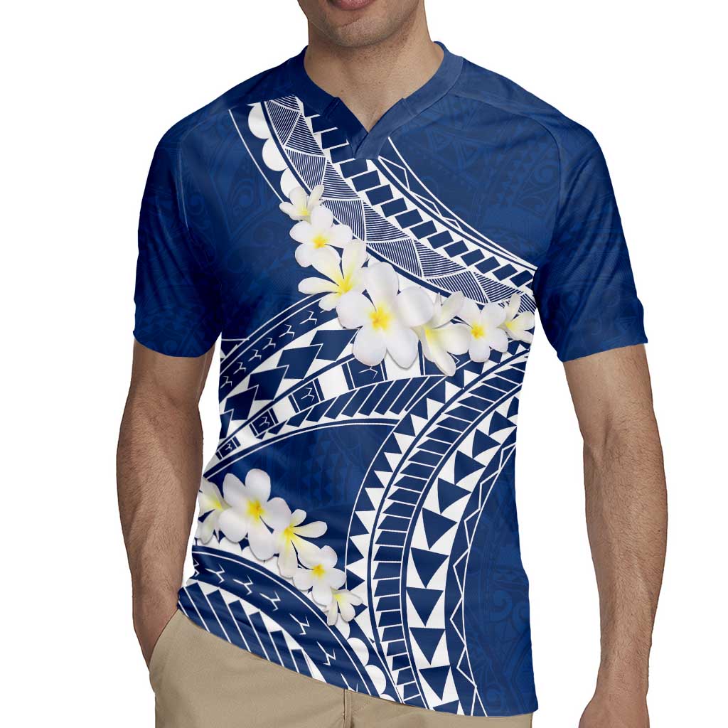 Polynesian Vintage Floral Rugby Jersey Navy Blue Motifs LT7 - Polynesian Pride