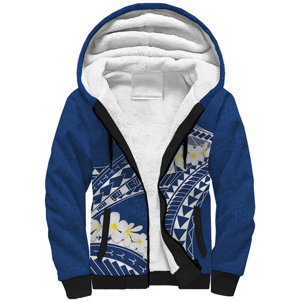 Polynesian Vintage Floral Sherpa Hoodie Navy Blue Motifs LT7 Unisex Navy Blue - Polynesian Pride